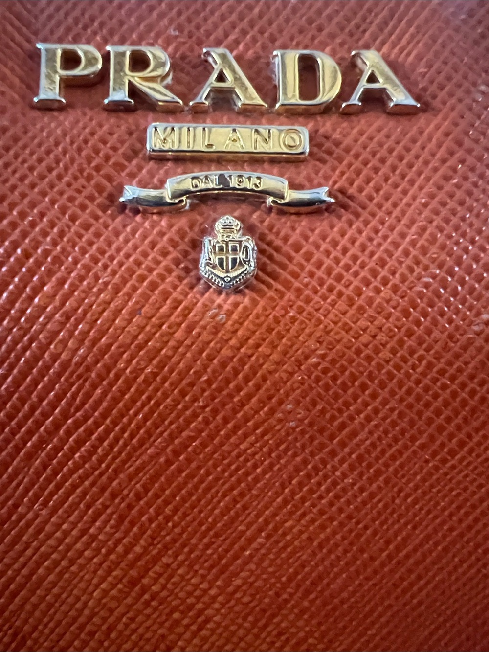 PRADA Orange Saffiano Leather Zip Around Continental Wallet - Picture 15 of 15